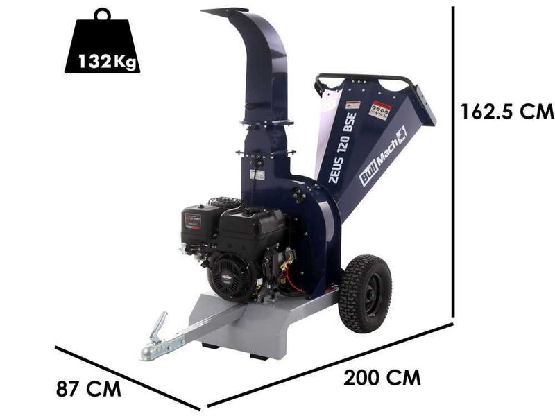 Broyeur thermique professionnel BullMach ZEUS 120 BSE - moteur B&S XR2100 13.5HP avec démarrage électrique-Neuf - Machines Agricoles Brunet